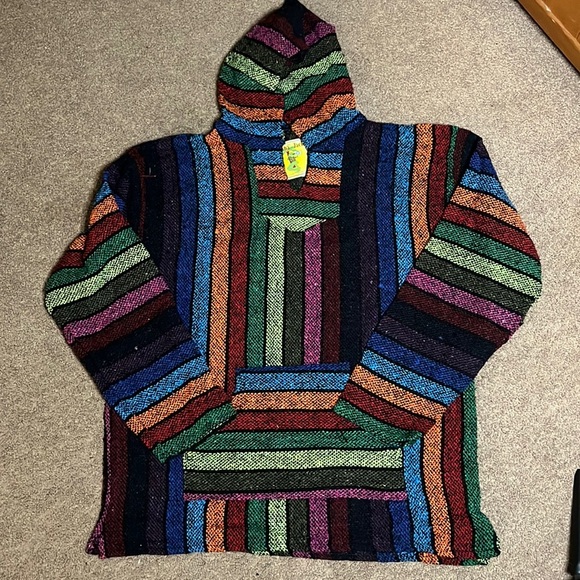 Iguana Jack Cotton Blend Rainbow Baja Surfer Unisex Hoodie NWT - Picture 1 of 4
